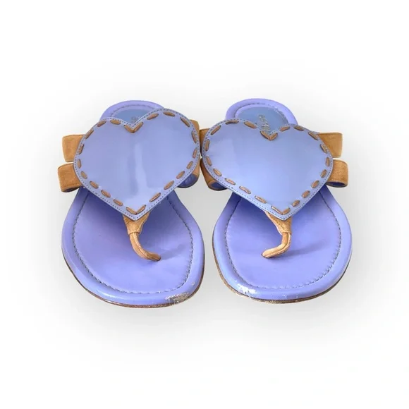 Sergio Rossi ❤︎︎ Heart Shaped Thong Leather Sandals ❤︎︎ Cornflower Blue ❤︎︎ 36 - Picture 9 of 16